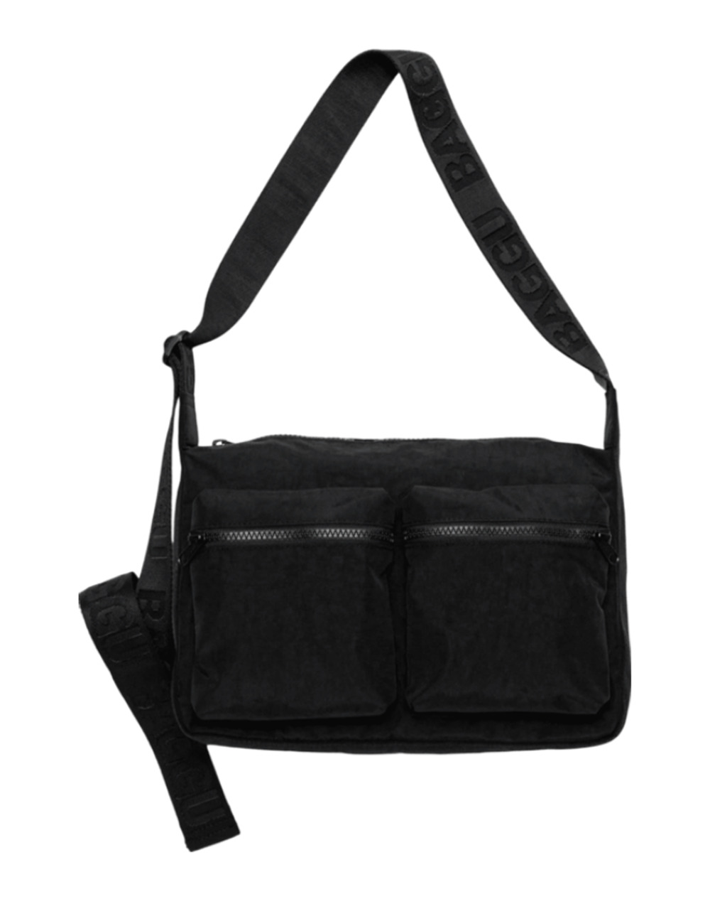Baggu Black Nylon Cargo Crossbody Bag Dual Front Pockets